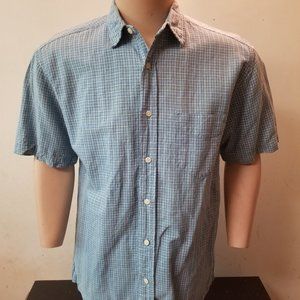 Men's Blue Plaid American Eagle Button Down Shirt